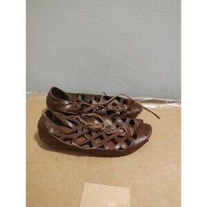 MIA Lace Up Sandals Womens Size 5.5 Brown Vegan Low Gladiator